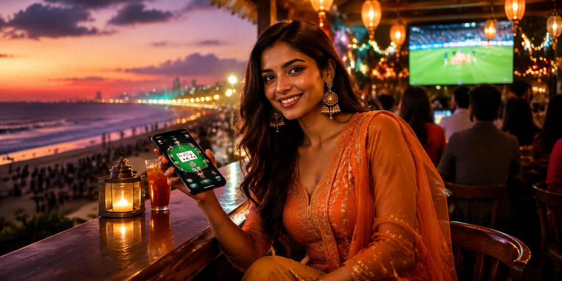 Night market near Chennai Marina Beach with cricket betting theme