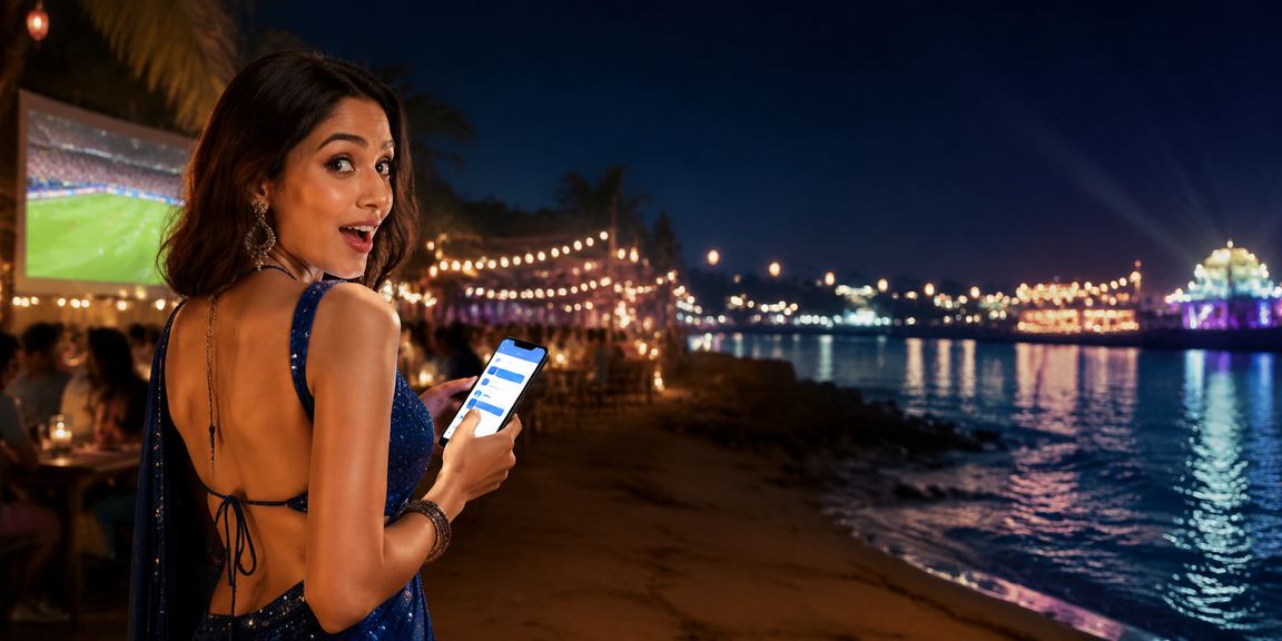 Scenic Indian beach with sports betting theme